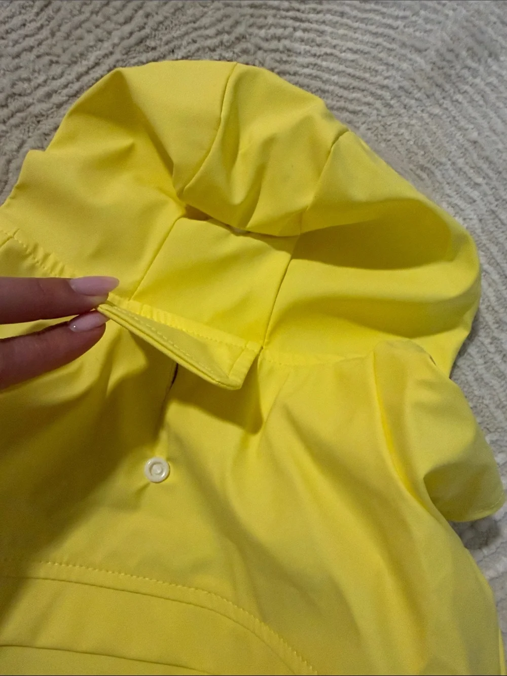 Bright Yellow Hooded Dog Raincoat